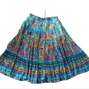 TravelSmith Long Swing Maxi Skirt Crinkle Cotton Tiered Peasant COLORFUL BOHO 2X